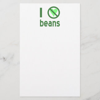 Papelería Odio los frijoles Texto Verde
