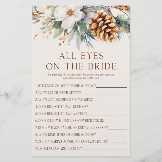 Papelería Ojos De Pino En El Juego De Ducha De Novias (Anverso)
