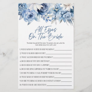 Papelería Ojos Florales Azules En El Juego De Ducha Bridal B