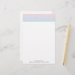 Papelería Ombre azul rosado con líneas de oro