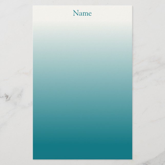 Papelería Ombre Verde azulado y blanco personalizado (Anverso)