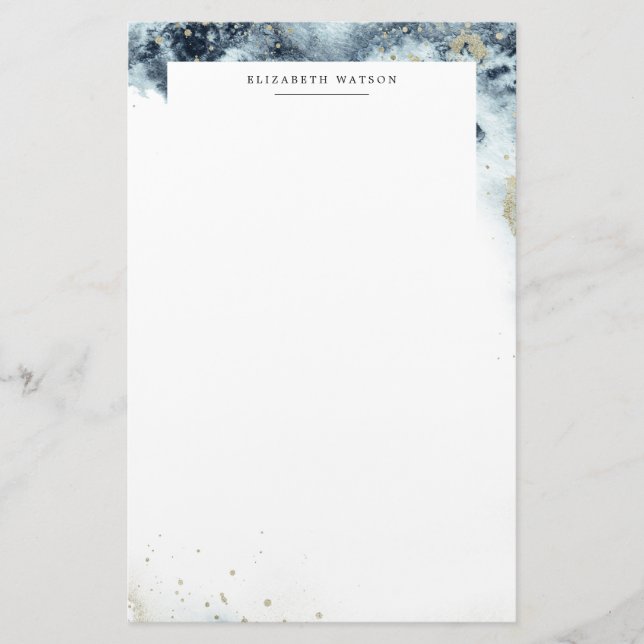 Papelería Ondas acuáticas y arena Monograma Stationery (Anverso)