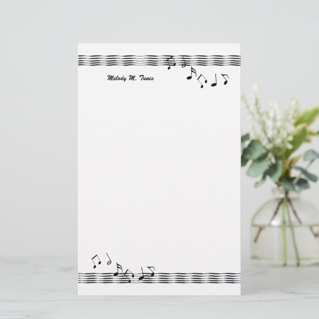 Papelería Ondas de nota musical (Anverso de pie)