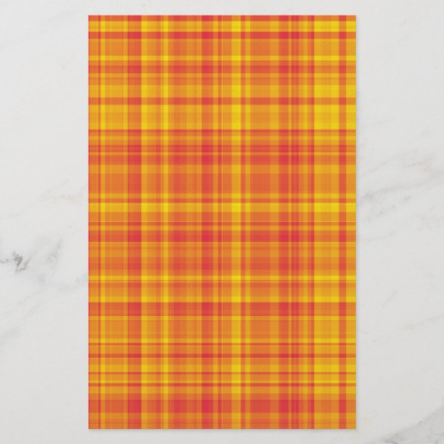 Papelería Orange Yellow Plaid Checker Pattern  (Anverso)