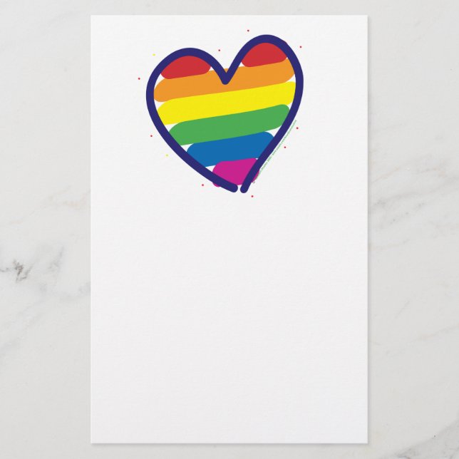 Papelería Orgullo Gay Corazón Arcoiris (Anverso)