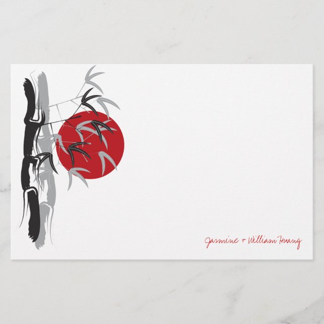Papelería Oriental Sunrise Zen Bamboo Garden Boda Asiático (Anverso)