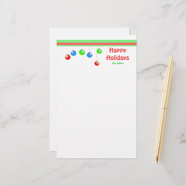 Papelería Ornamentos de vacaciones felices (Anverso/Reverso In Situ)