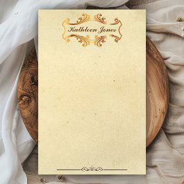 Papelería Oro Antiguo Ornamentado | Nombre Personalizado | P