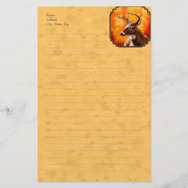 Papelería Oro de otoño de Whitetail Deer (Anverso)