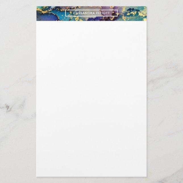 Papelería Oro multicolor Tinta de alcohol líquido abstracto  (Anverso)