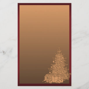 Papelería Oro y árbol de navidad rojo