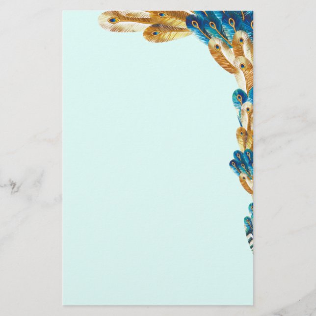 Papelería Oro y frontera azul metalizado de la pluma del (Anverso)