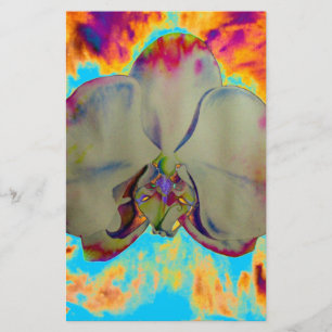 Papelería Orquídea de fuego, pintura tropical abstracta de f