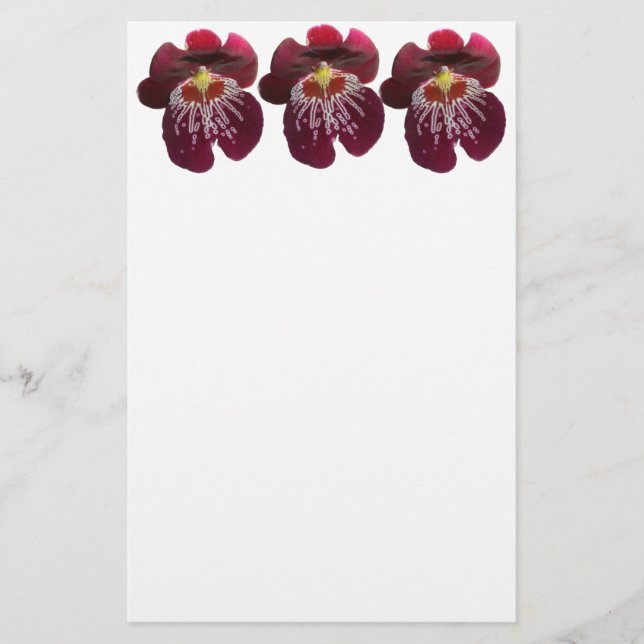 Papelería Orquídeas Granates II Floral Elegante (Anverso)