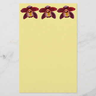 Papelería Orquídeas Maroon I Hermosa Floral Roja