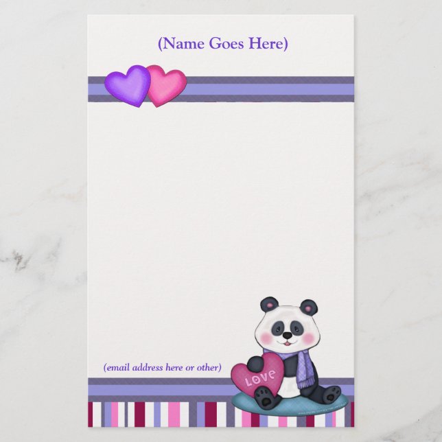 Papelería Oso de panda y efectos de escritorio (Anverso)