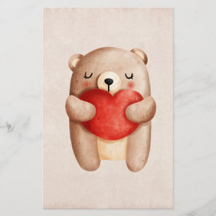 Papelería Oso de peluche con un corazón rojo