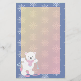 Papelería Oso Polar Adorable Para Esquiar