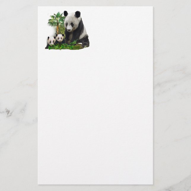 Papelería Oso y cachorros de panda (Anverso)