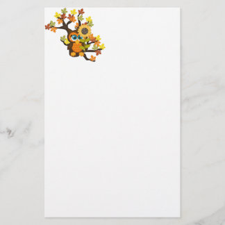 Papelería Otoño, búho otoño con girasoles