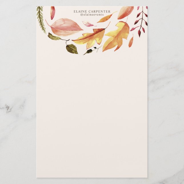 Papelería otoño se siente elegante monograma floral (Anverso)