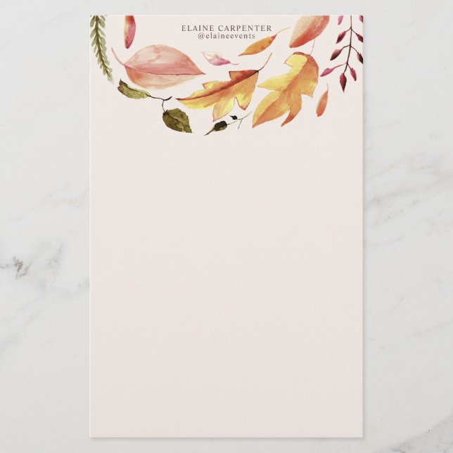 Papelería otoño se siente elegante monograma floral (Anverso)