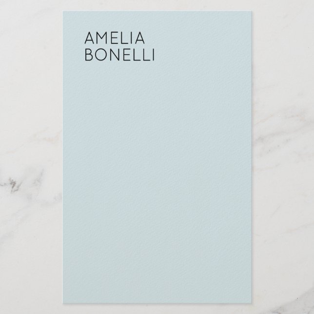 Papelería Own Name Modern Minimalist Professional Plain Blue (Anverso)