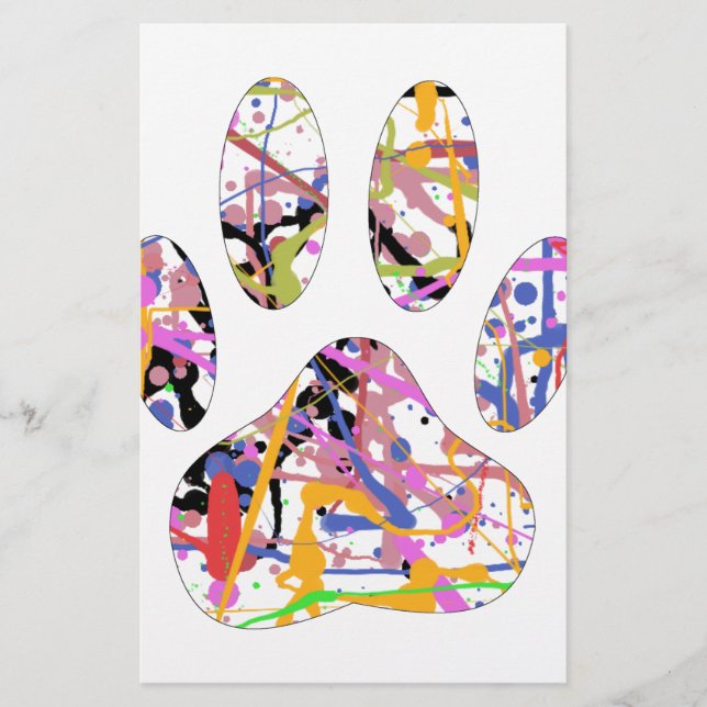 Papelería Paint Splatt Dog Paw Print (Anverso)