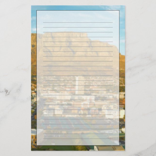 Papelería Paisaje urbano de Ciudad del Cabo con montaña de m (Anverso)