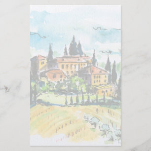 Papelería Paisaje urbano y ciprés
