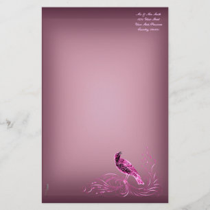 Papelería Pájaro en una voluta (rosa)