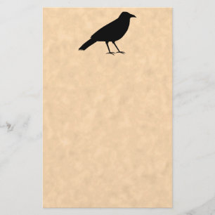 Papelería Pájaro negro del cuervo en un modelo del pergamin