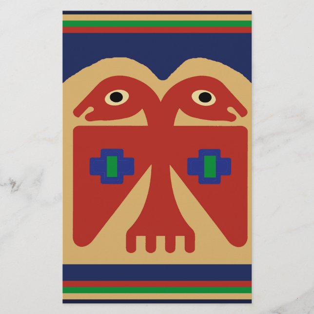 Papelería Pájaro Tribal Peruano de Dos Cabezas (Anverso)