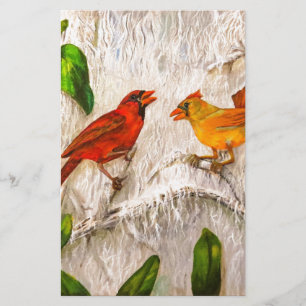 Papelería Pájaros cardinales preciosos