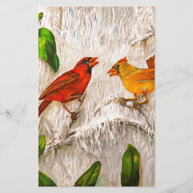 Papelería Pájaros cardinales preciosos (Anverso)