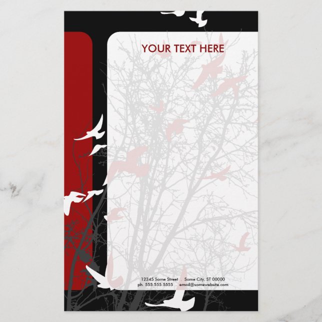 Papelería pájaros de silucida (Anverso)