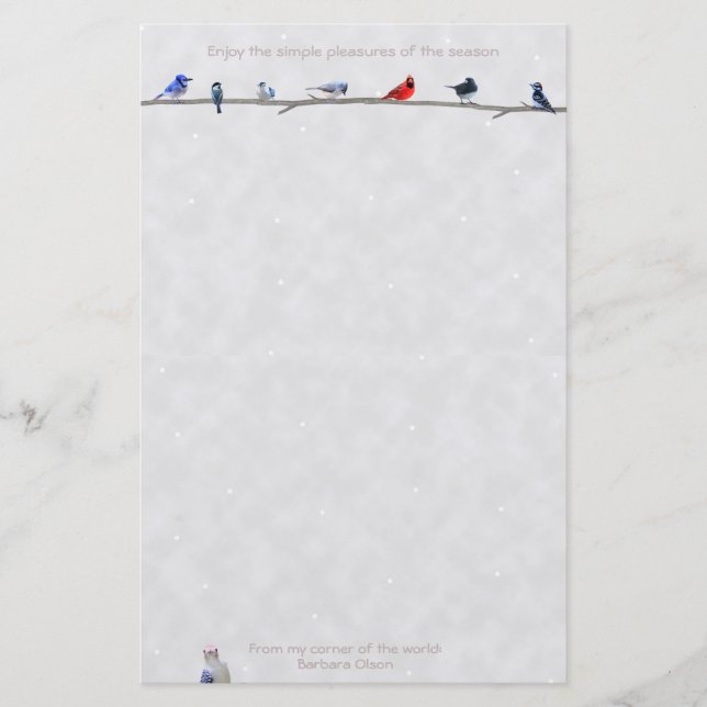 Papelería Pájaros de Wiinter del día de fiesta: (Anverso)