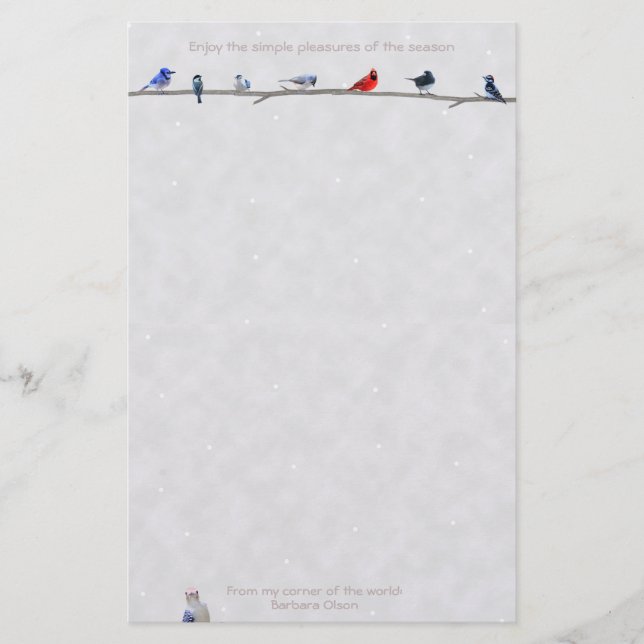 Papelería Pájaros de Wiinter del día de fiesta: (Anverso)