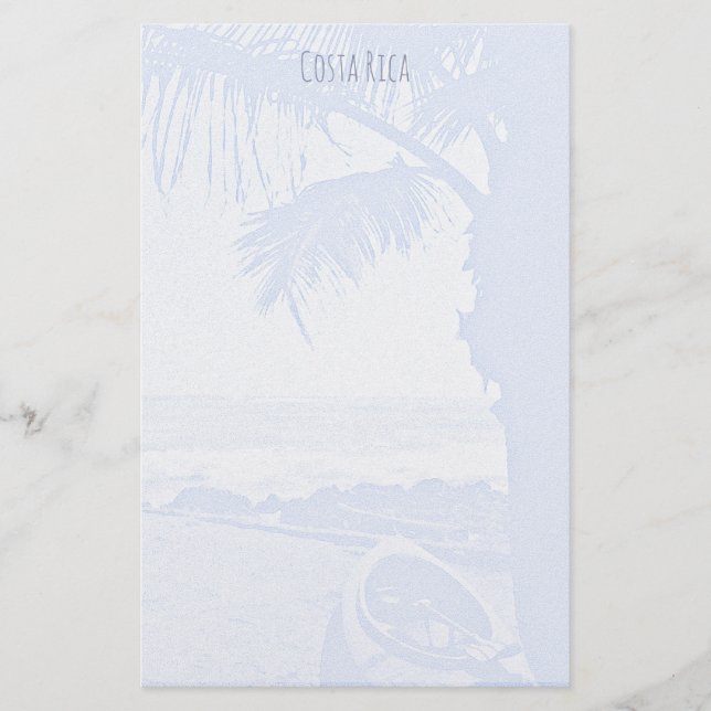 Papelería Palm Tree y Ocean Pale Blue Scene (Anverso)