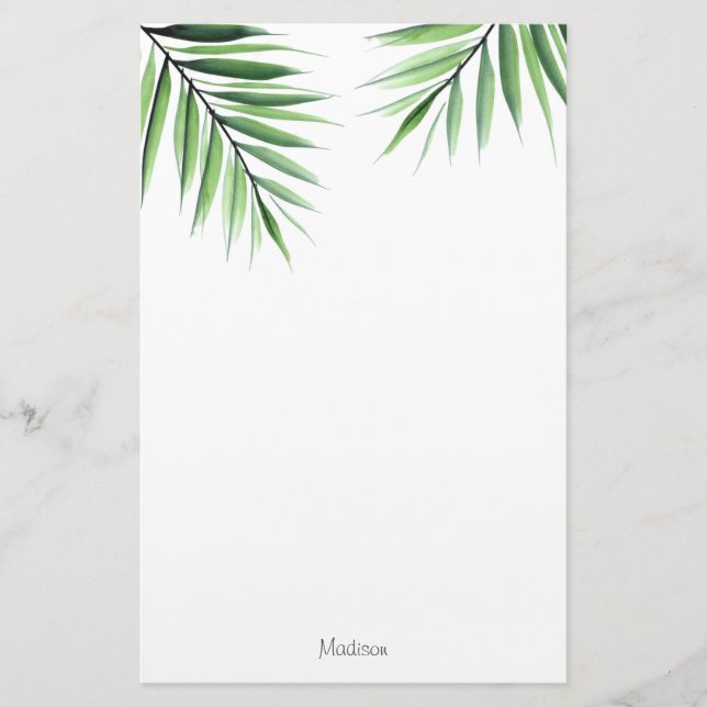 Papelería Palmas acuarelas (Anverso)