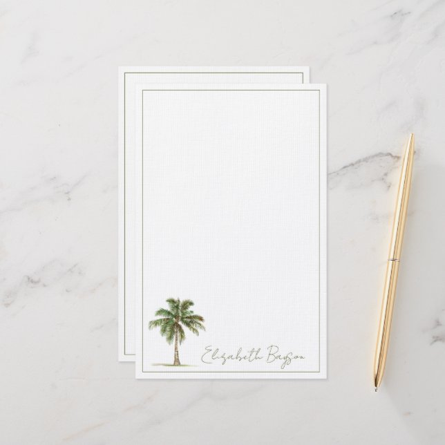 Papelería Palmera Costera Personalizada (Anverso/Reverso In Situ)