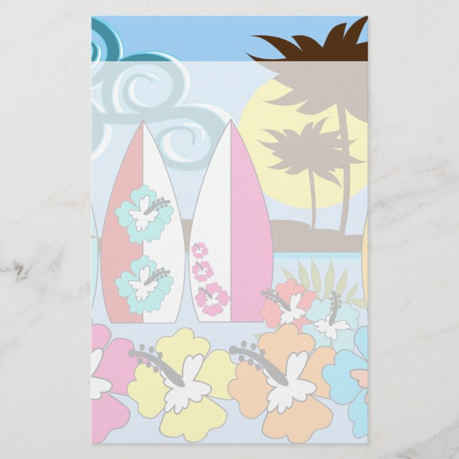 Papelería Palmera de las tablas hawaianas de la playa del (Anverso)