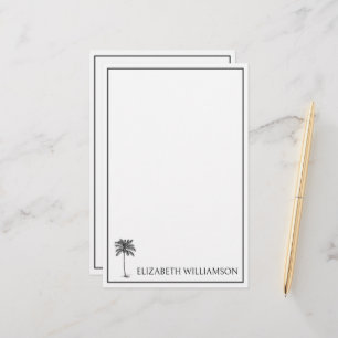 Papelería Palmera de Palmetto Negra Costera Personalizada