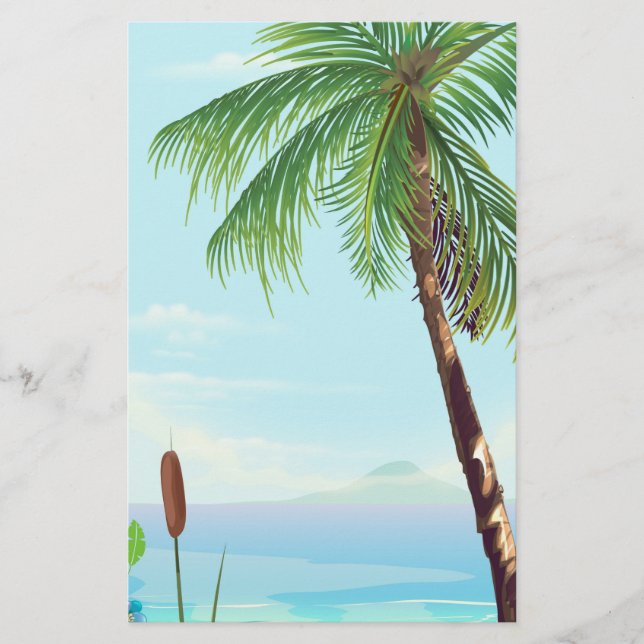 Papelería Palmera junto a la playa (Anverso)