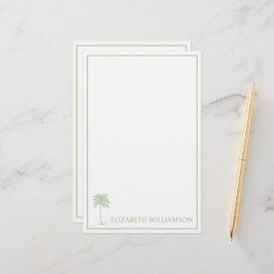 Papelería Palmera Palmetto Verde Costera Personalizada