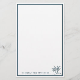 Papelería Palmeras gemelas Azul tropical personalizado