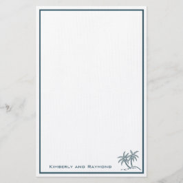 Papelería Palmeras gemelas Azul tropical personalizado