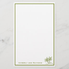 Papelería Palmeras gemelas verdes tropicales personalizadas