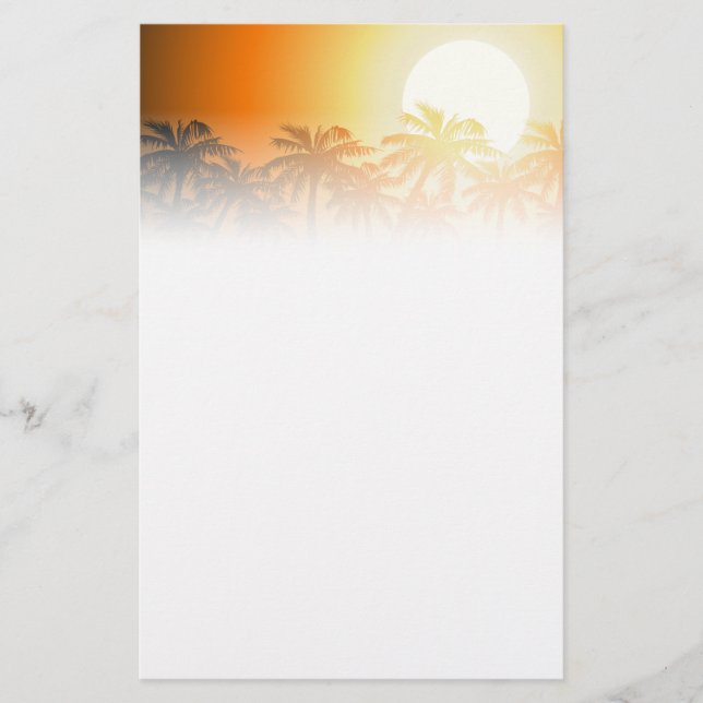 Papelería Palmeras tropicales al atardecer (Anverso)