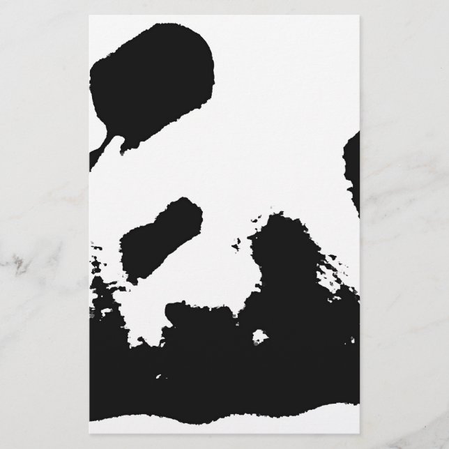 Papelería Panda de arte pop blanco negro (Anverso)